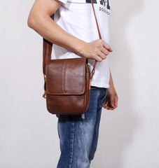 Genuine Leather Mens Cool Messenger Bag Square Bag Chest Bag Bike Bag Cycling Bag for men - imessengerbags