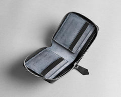 Handmade Leather Mens Cool Slim Leather Zipper Wallet Men Small Wallets Bifold for Men - imessengerbags