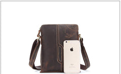 Handmade Leather Mens Cool Small Messenger Bag iPad Bag Chest Bag Bike Bag Cycling Bag for men - imessengerbags