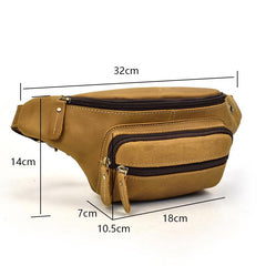 Vintage Leather Fanny Pack Mens Waist Bag Hip Pack Belt Bag for Men