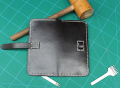 Handmade Black Leather Mens Long Wallet Cool Bifold Long Wallet for Men