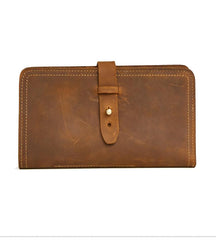 Handmade Leather Mens Travel Wallet Passport Leather Wallet Short Slim Wallets for Men