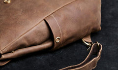 Genuine Leather Mens Cool Backpack Sling Bag Large Black Travel Bag Hiking Bag for men