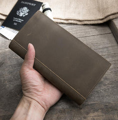 Handmade Leather Mens Clutch Wallet Cool Leather Wallet Long Phone Wallets for Men - imessengerbags