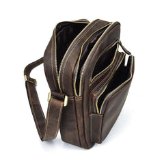 Handmade Leather Mens Cool Small Messenger Bag iPad Bag Chest Bag Bike Bag Cycling Bag for men