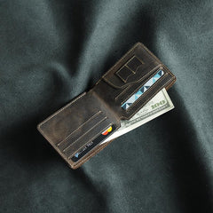 Handmade Leather Mens Cool Slim Leather Wallet Men Small Wallets Bifold for Men - imessengerbags