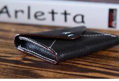 Handmade Mens Cool Short Leather Wallet Men Small Card Slim Wallets Bifold for Men