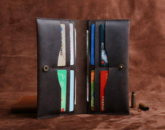 Handmade Leather Mens Cool Long Leather Wallet Clutch Wristlet Wallet for Men - imessengerbags