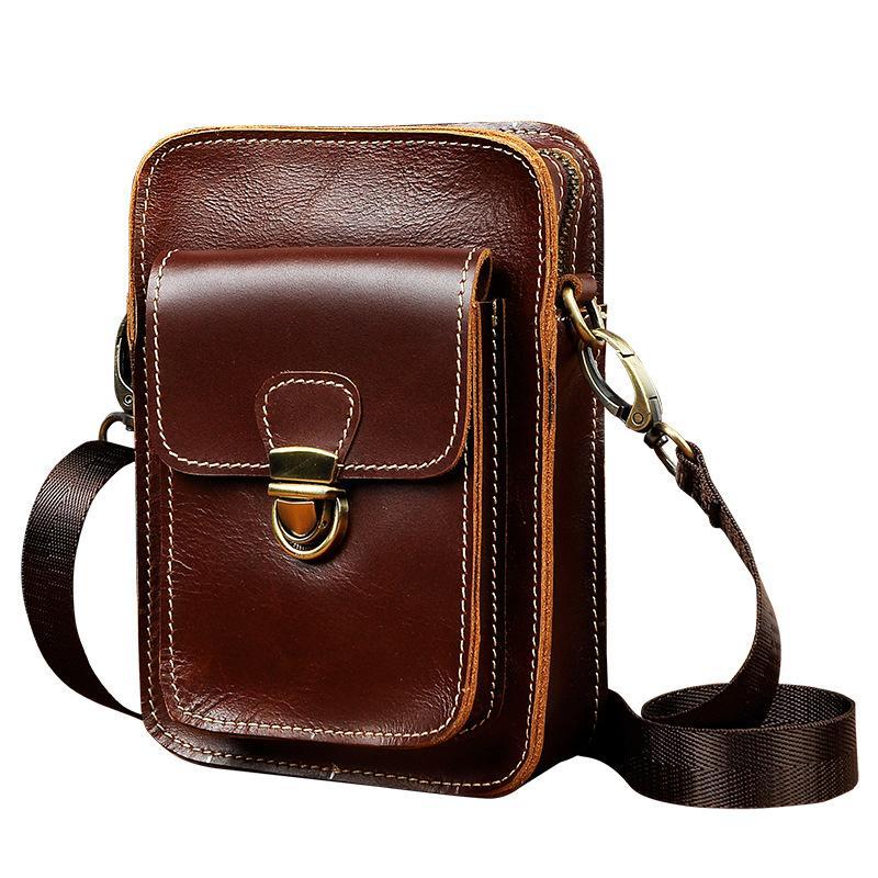 MEN LEATHER Belt Pouch WAIST BAG HIP PACK BELT BAG CELL PHONE HOLSTERS Shoulder Bag