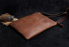Handmade Leather Mens Cool Messenger Bag Square Bag Chest Bag Bike Bag Cycling Bag for men