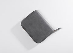 Handmade Leather Mens Cool Slim Leather Zipper Wallet Men Small Wallets Bifold for Men - imessengerbags