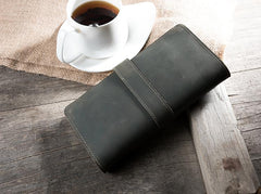 Handmade Leather Mens Clutch Wallet Cool Leather Wallet Long Phone Wallets for Men