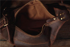 Genuine Leather Mens Cool Chest Bag Sling Bag Crossbody Bag Travel Bag Hiking Bag for men