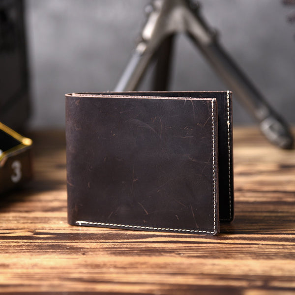 Handmade Leather Mens Cool Wallet Men Slim Wallets Front Pocket Wallet for Men - imessengerbags
