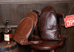 Cool Brown Leather Mens  Sling Bags Brown Crossbody Pack Chest Bag for men - imessengerbags