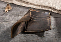 Handmade Leather Mens Cool Slim Leather Wallet Men Small Wallets Bifold for Men - imessengerbags