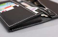 Handmade Leather Mens Clutch Wallet Cool Leather Wallet Long Phone Wallets for Men - imessengerbags