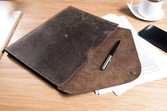 Handmade Leather Mens Clutch Cool Slim Wallet Envelope Clutch Wristlet Wallet for Men