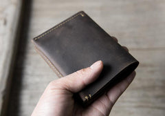 Handmade Leather Mens Cool Slim Leather Wallet Men Small Wallets Bifold for Men - imessengerbags