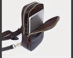 Handmade Leather Mens Cool Chest Bag Sling Bag Crossbody Bag Travel Bag Hiking Bag for men - imessengerbags