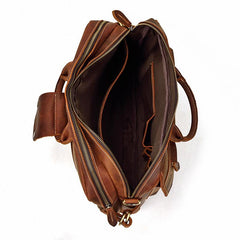 Vintage Cool Leather Briefcase Handbag Business Briefecases Shoulder Bag for men