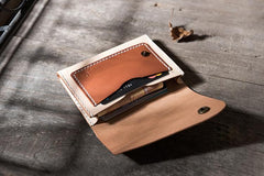 Handmade Leather Mens Cool Short Wallet Card Holder Small Card Slim Wallets for Men - imessengerbags