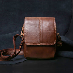 Genuine Leather Mens Cool Messenger Bag Square Bag Chest Bag Bike Bag Cycling Bag for men - imessengerbags