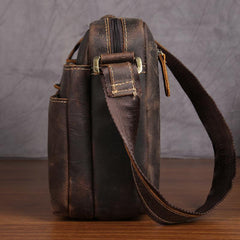Handmade Leather Mens Cool Small Messenger Bag iPad Bag Chest Bag Bike Bag Cycling Bag for men - imessengerbags