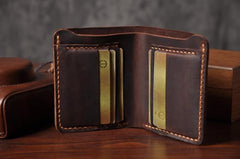 Handmade Leather Mens Cool Slim Leather Wallet Men Small Wallets Bifold for Men - imessengerbags