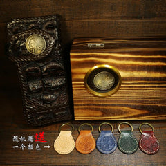Handmade Leather Crocodile skin Biker Wallet Mens Cool Chain Wallet Trucker Wallet with Chain - imessengerbags