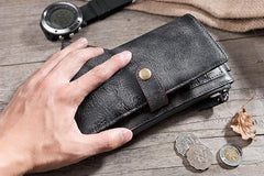 Handmade Leather Mens Biker Wallet Cool Leather Wallet Long Wrist Wallets for Men - imessengerbags