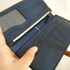 [On Sale] Handmade Vintage Mens Leather Long Wallet Cool Long Wallet for Men