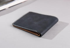 Handmade Leather Mens Cool Slim Leather Wallet Men Small Wallets Bifold for Men - imessengerbags