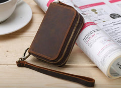 Handmade Leather Mens Cool Key Wallet Car Key Holder Case Slim Card Coin Wallet for Men - imessengerbags