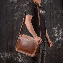 Cool Leather Men Vintage Coffee Messenger Bag Shoulder Bags for Men - imessengerbags