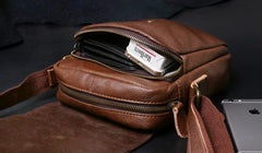 Genuine Leather Mens Cool Messenger Bag Square Bag Chest Bag Bike Bag Cycling Bag for men - imessengerbags