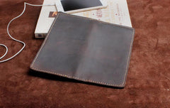 Handmade Leather Mens Wallet Cool Long Leather Wallet Clutch Wristlet Wallet for Men - imessengerbags