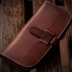Handmade Leather Men Slim Cool Leather Wallet Long Phone Clutch Wallets for Men - imessengerbags
