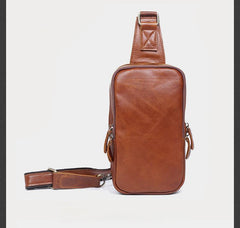 Handmade Leather Mens Cool Chest Bag Sling Bag Crossbody Bag Travel Bag Hiking Bag for men - imessengerbags
