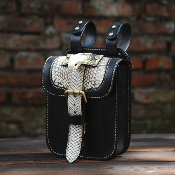 Handmade Biker Leather Belt Pouch Mens Cases Waist Bag Hip Pack Belt Bag Fanny Pack Bumbag for Men - imessengerbags