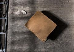 Handmade Leather Mens Cool Slim Leather Wallet Men Small Wallets Bifold for Men - imessengerbags