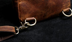 Handmade Leather Mens Cool Chest Bag Sling Bag Crossbody Bag Travel Bag Hiking Bag for men - imessengerbags