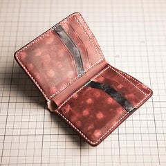 Handmade Leather Mens Cool Slim Leather Wallet Men Small Wallets Bifold for Men - imessengerbags
