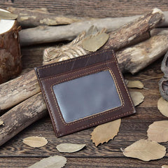 Handmade Leather Mens Cool Slim Leather Wallet Card Wallet Holders Men Small Wallets Bifold for Men - imessengerbags