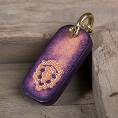 Handmade Leather Mens World of Warcraft Cool Keychain KeyCharm Keyring Pendant for Men - imessengerbags