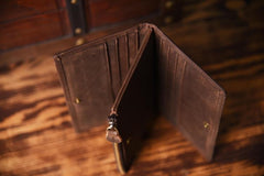 Handmade Leather Mens Cool Long Leather Wallet Cards Clutch Wallet for Men