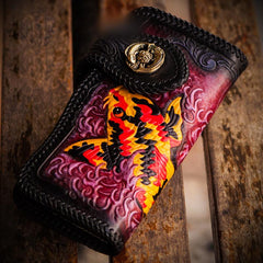 Handmade Leather Carp Mens Chain Biker Wallet Cool Leather Wallet With Chain Wallets for Men