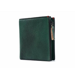 Handmade Mens Cool billfold Leather Wallet Men Small Zipper Wallets Bifold for Men - imessengerbags