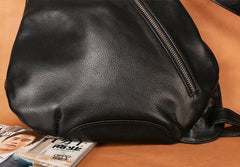 Black Leather Mens Sling Bag Sling Shoulder Bag Sling Backpack for men - imessengerbags