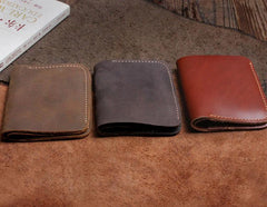 Handmade Leather Mens Cool Slim Leather Wallet Men Small Wallets Bifold for Men - imessengerbags
